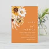 Tropical Boho Sunflower Wedding Kaart (Staand voorkant)