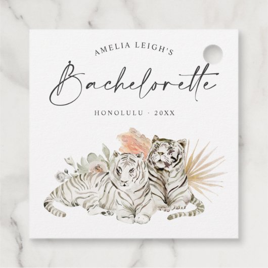 Tropical Boho Tigers Bachelorette Bedankjes Labels (Achterkant)