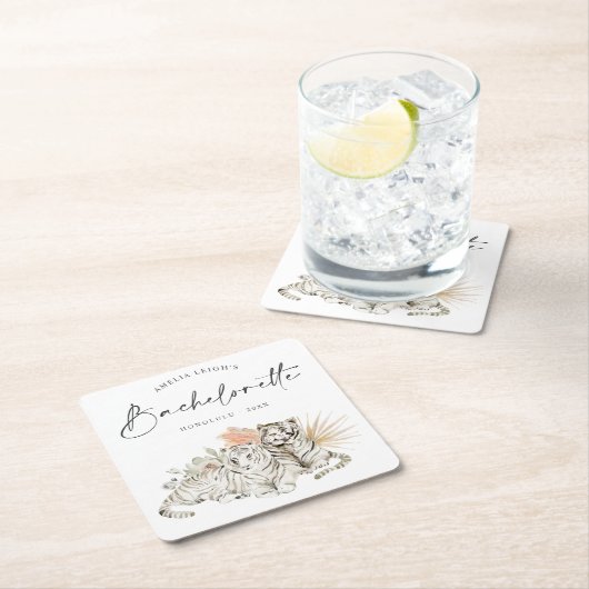 Tropical Boho Tigers Bachelorette Kartonnen Onderzetters (Insitu)