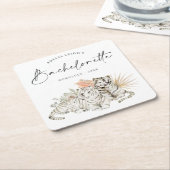 Tropical Boho Tigers Bachelorette Kartonnen Onderzetters (Schuin)