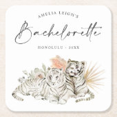 Tropical Boho Tigers Bachelorette Kartonnen Onderzetters (Voorkant)
