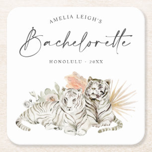 Tropical Boho Tigers Bachelorette Kartonnen Onderzetters