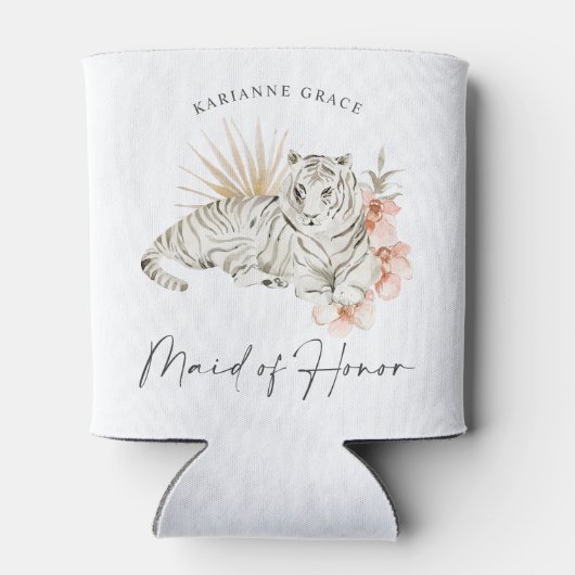 Tropical Boho Tigers Bachelorette Maid of Honor Blikjeskoeler (Achterkant)