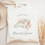 Tropical Boho Tigers Bachelorette Maid of Honor Tote Bag<br><div class="desc">Dit schattige tropisch geïnspireerde ontwerp versierd met boho bloemen en tijgers is ideaal voor een leuk feest!</div>