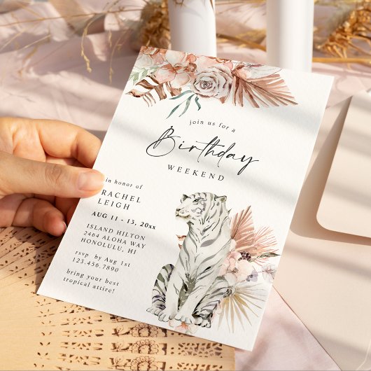 Tropical Boho Tigers Verjaardag Weekend Kaart
