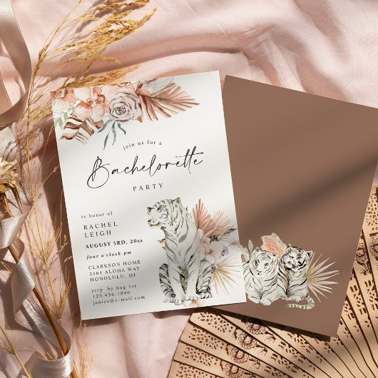 Tropical Boho Tigers vrijgezellenfeest Kaart