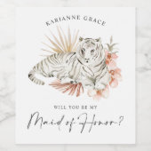 Tropical Boho Tigers zal je mijn bruidsmeisje zijn Wijn Etiket (Enkel label)