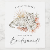 Tropical Boho Tigers zal je mijn bruidsmeisje zijn Wijn Etiket (Enkel label)