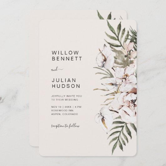 Tropical Boho Wedding Kaart (Voorkant / Achterkant)