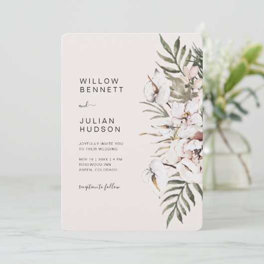 Tropical Boho Wedding Kaart (Staand voorkant)