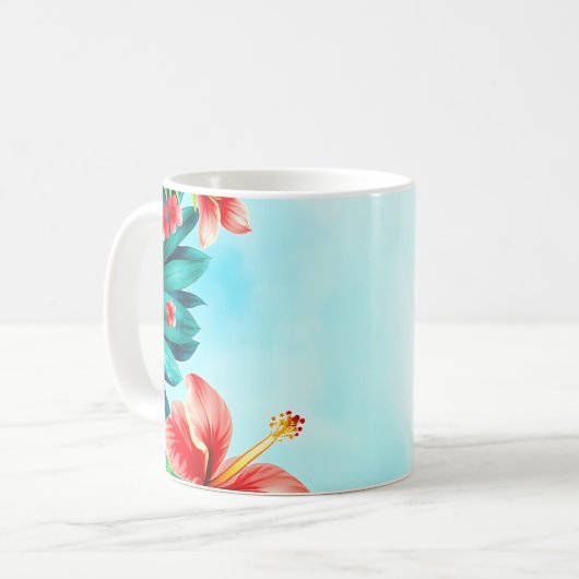 Tropical Bold Watercolor Mug – Vibrant Palm Koffiemok (Voorkant links)