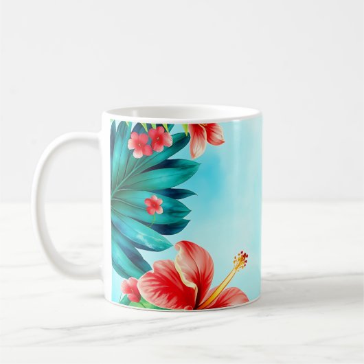 Tropical Bold Watercolor Mug – Vibrant Palm Koffiemok (Links)