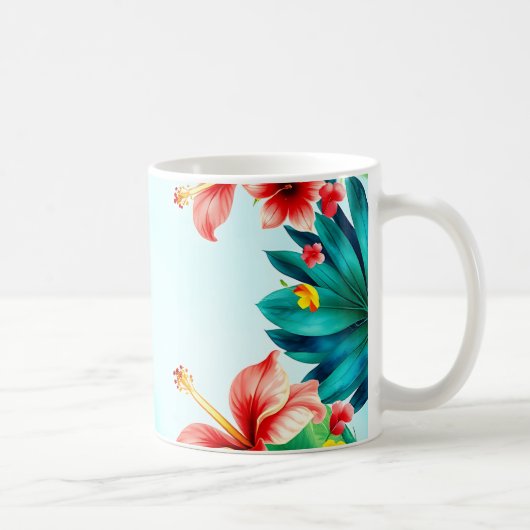 Tropical Bold Watercolor Mug – Vibrant Palm Koffiemok (Rechts)