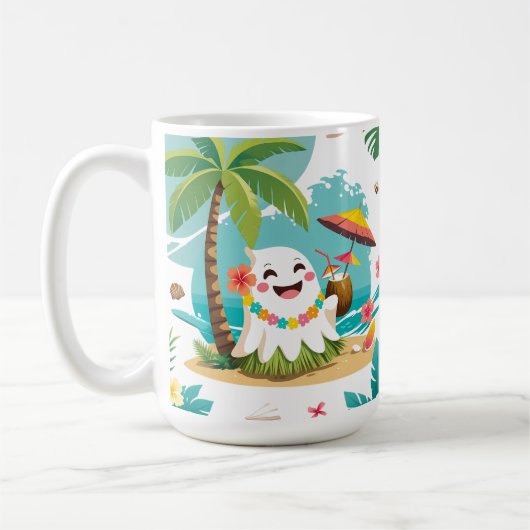 Tropical Boo – Aloha Kawaii Ghost Mok (Links)