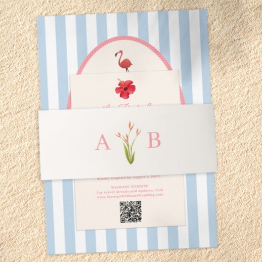 Tropical Botanical Floral Wedding Invitation Uitnodigingen Wikkel