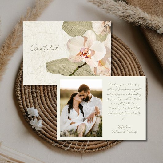 Tropical Botanical Garden Wedding Photo Thank You Bedankkaart