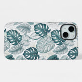 Tropical Botanical Green Monsteras iPhone Hoesje (Achterkant horizontaal)
