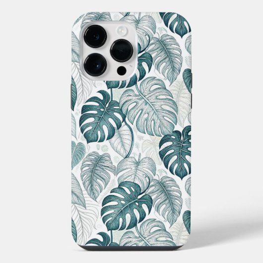 Tropical Botanical Green Monsteras iPhone Hoesje (Achterkant)
