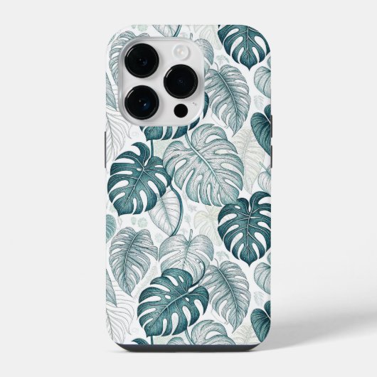 Tropical Botanical Green Monsteras iPhone Hoesje (Achterkant)