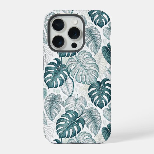 Tropical Botanical Green Monsteras iPhone Hoesje (Achterkant)