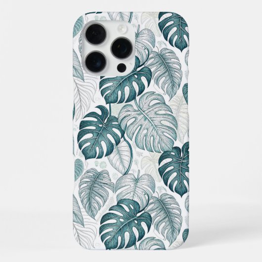 Tropical Botanical Green Monsteras iPhone Hoesje (Achterkant)