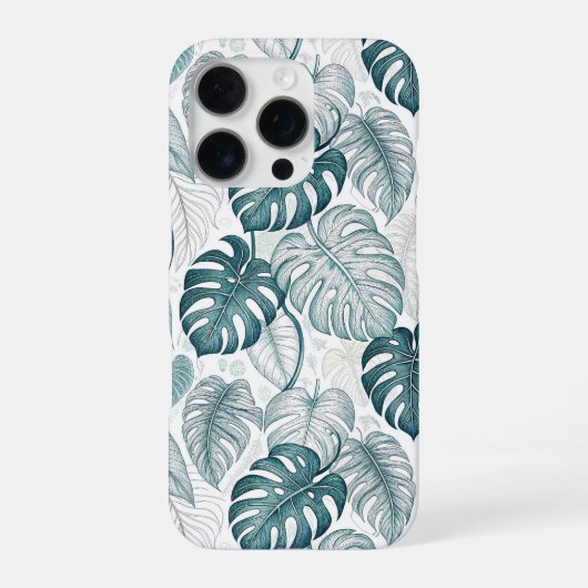 Tropical Botanical Green Monsteras iPhone Hoesje (Achterkant)