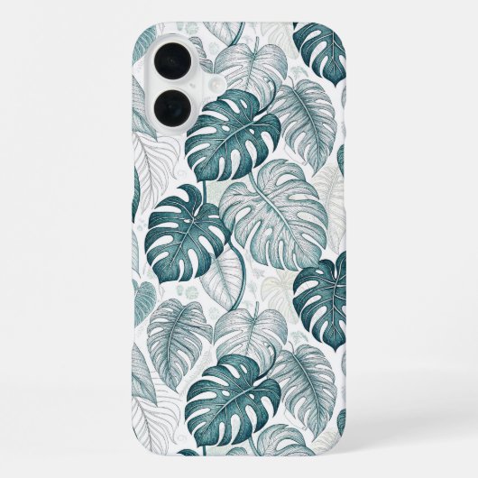 Tropical Botanical Green Monsteras iPhone Hoesje (Achterkant)
