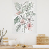 Tropical Botanical Line Art Wall Print (Keuken)