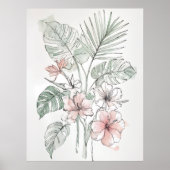 Tropical Botanical Line Art Wall Print (Voorkant)