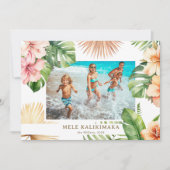 Tropical Botanical Mele Kalikimaka Photo  Feestdagenkaart (Voorkant)
