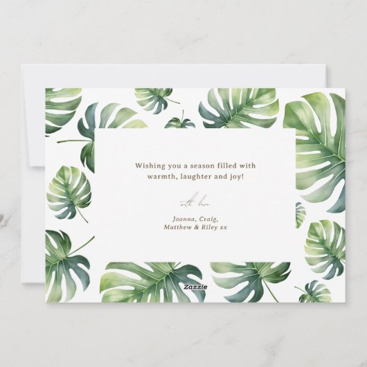 Tropical Botanical Mele Kalikimaka Photo  Feestdagenkaart (Achterkant)