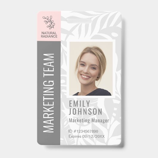 Tropical Botanicals Pink Beauty Foto & Logo Person Badge (Front)