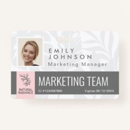 Tropical Botanicals Pink Beauty Foto & Logo Person Badge