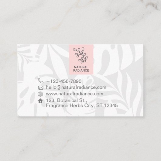 Tropical Botanicals Pink Beauty Foto & Logo Person Visitekaartje (Achterkant)