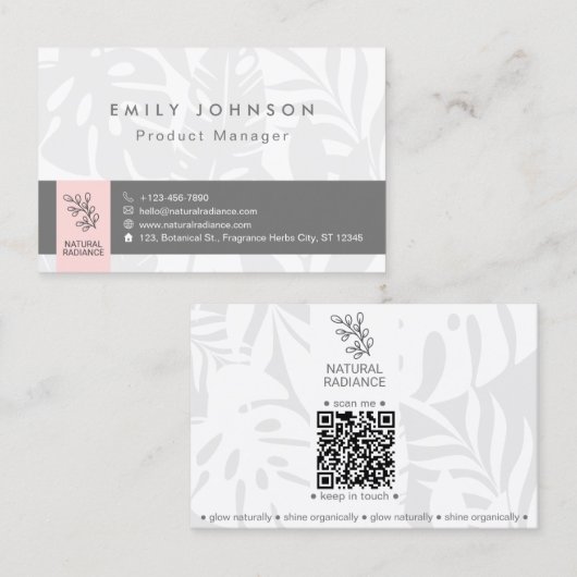 Tropical Botanicals Roze Mode Schoonheidsproducten Visitekaartje (Voorkant / Achterkant)