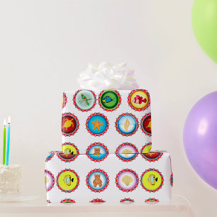 Tropical Bottle Petten Ontwerp Oceaan en Wildlife Cadeaupapier