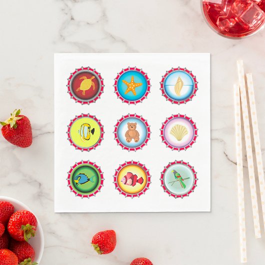 Tropical Bottle Petten Ontwerp Oceaan en Wildlife Servet