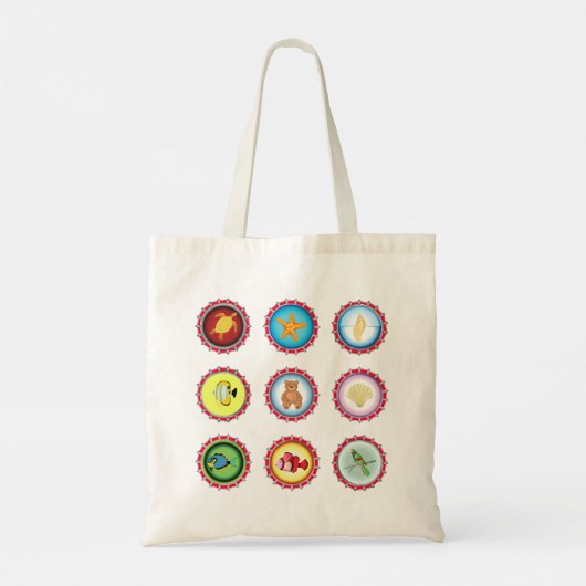 Tropical Bottle Petten Ontwerp Oceaan en Wildlife Tote Bag (Achterkant)