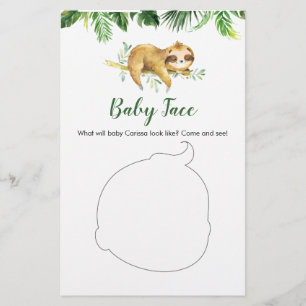Tropical Boy Sloth Baby shower Baby Gezicht Kaart