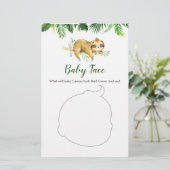 Tropical Boy Sloth Baby shower Baby Gezicht Kaart (Staand voorkant)
