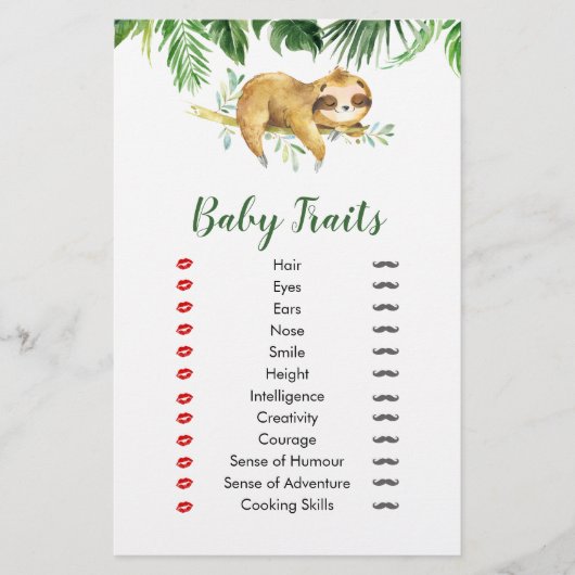 Tropical Boy Sloth Baby shower Baby trekjes (Voorkant)
