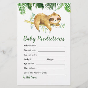 Tropical Boy Sloth Baby shower Baby voorspellingen