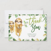 Tropical Boy Sloth Baby shower bedankpas Bedankkaart (Voorkant)