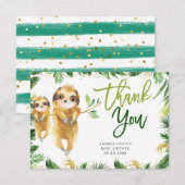 Tropical Boy Sloth Baby shower bedankpas Bedankkaart (Voorkant / Achterkant)
