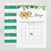 Tropical Boy Sloth Baby shower Bingogame Kaart (Voorkant / Achterkant)