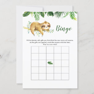 Tropical Boy Sloth Baby shower Bingogame Kaart