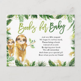 Tropical Boy Sloth Baby shower Boeken voor Baby Uitnodiging Briefkaart