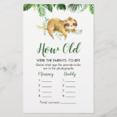 Tropical Boy Sloth Baby shower Hoe oud Ouders (Voorkant)
