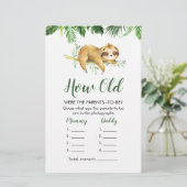 Tropical Boy Sloth Baby shower Hoe oud Ouders (Staand voorkant)