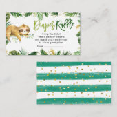 Tropical Boy Sloth Baby shower Luier Raffle Informatiekaartje (Voorkant / Achterkant)
